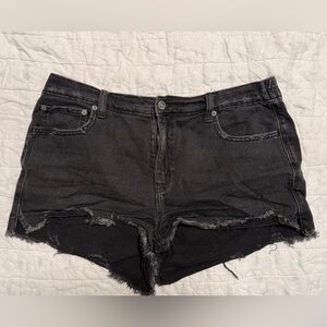 Aerie Black Distressed Jean Shorts